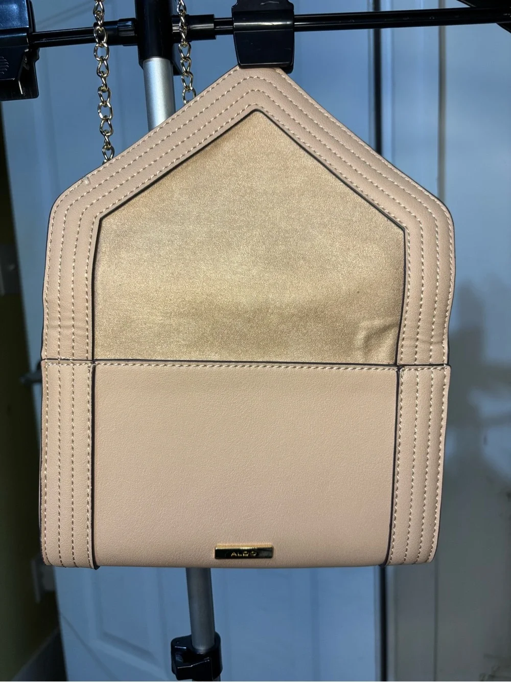 ALDO Nude Blush Envelope Crossbody Bag Chain Strap Purse